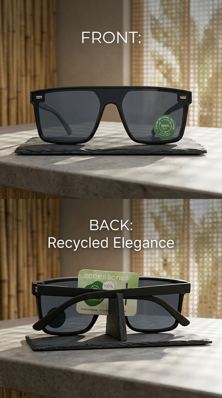 عینک آفتابی مردانه/زنانه برند Accessories اورجینال کشور آلمان- مستطیلی تخت فلت‌تاپ مشکی مات