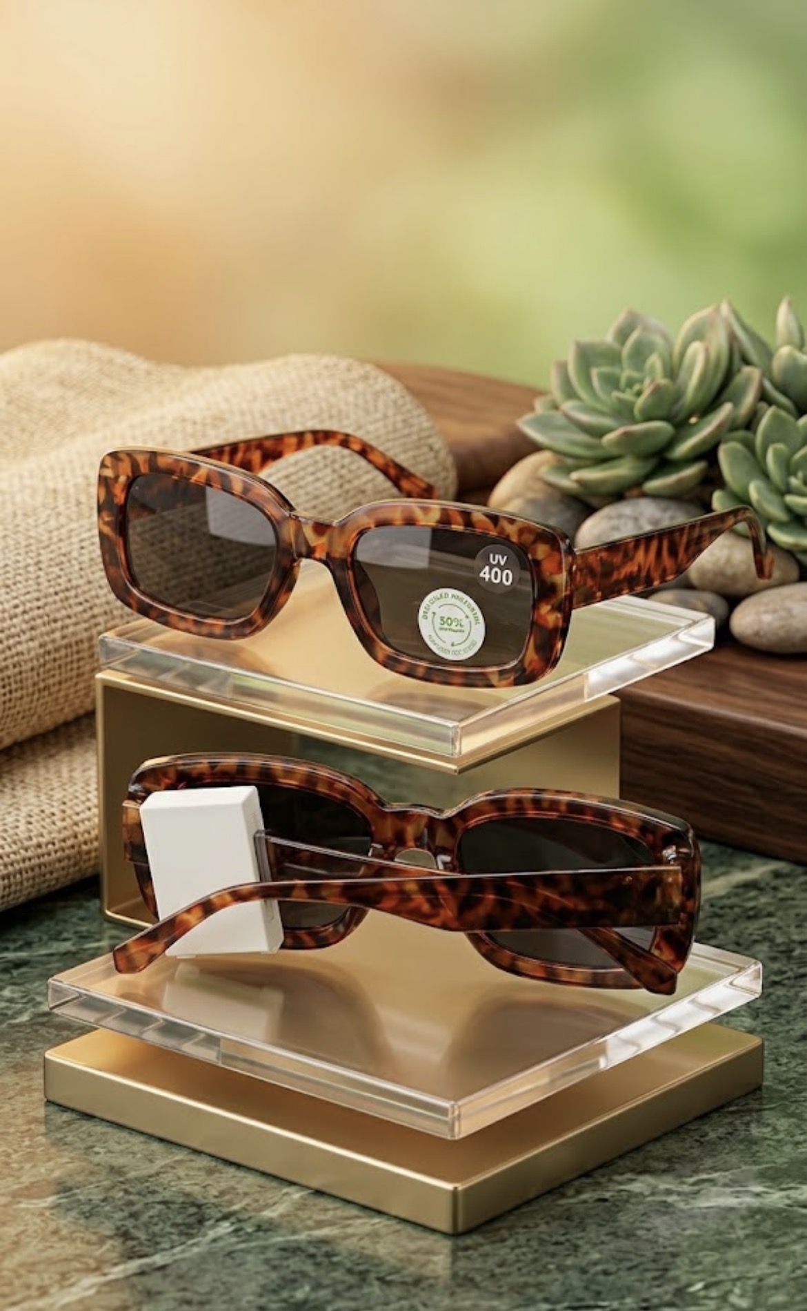 عینک آفتابی زنانه/مردانه برند Accessories آلمان– طرح پلنگی مستطیلی