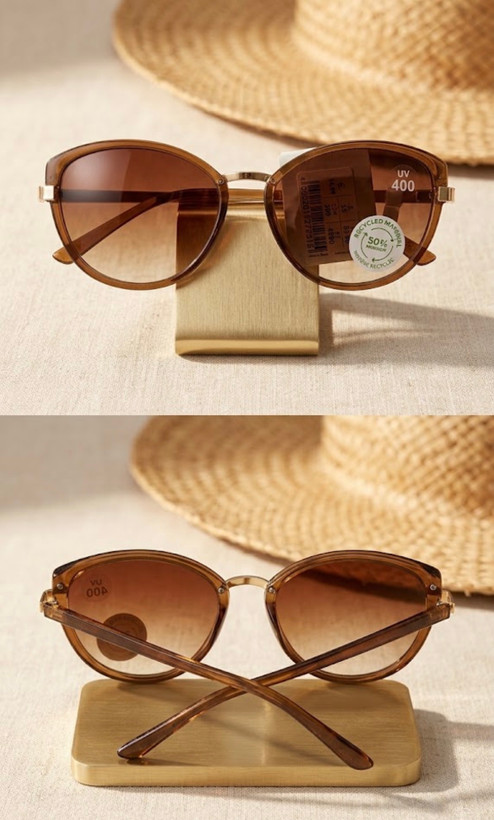 عینک آفتابی زنانه برند Accessories آلمان- عسلی شفاف / Transparent Brown + اکو فرندلی