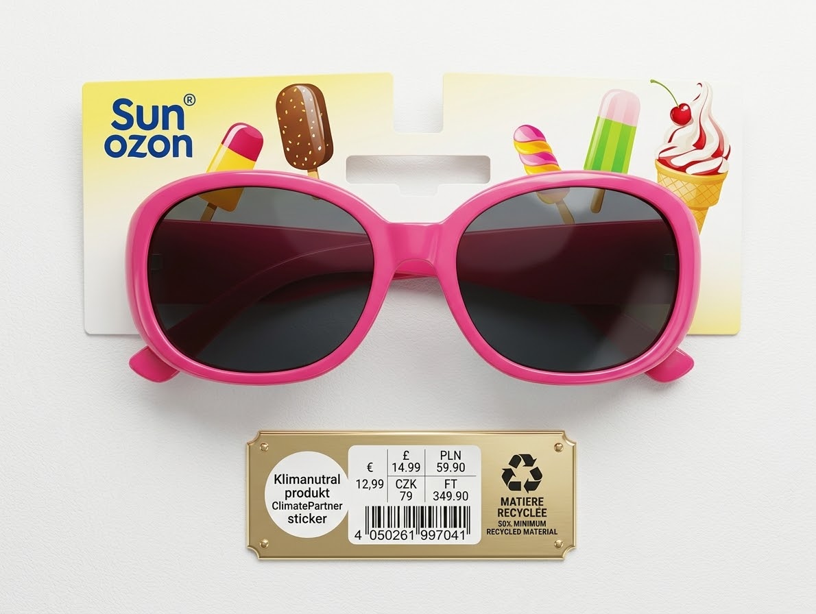 عینک آفتابی بچگانه صورتی SunOzon اورجینال کشور آلمان